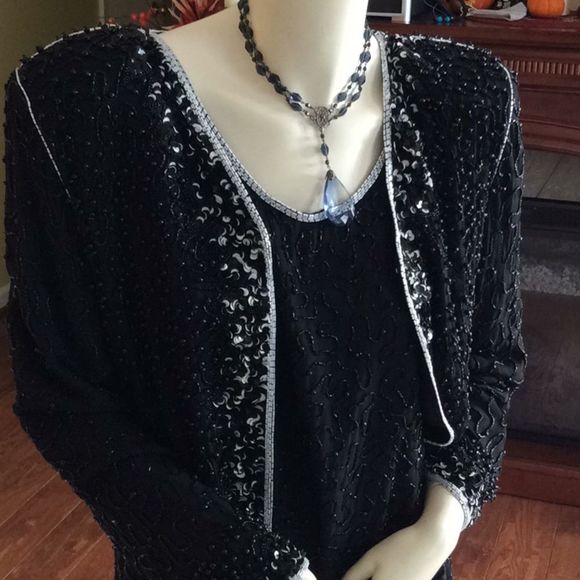 100% silk 💞BIDS & SEQUINS 💞PATRA 💞Jacket set - Picture 3 of 16